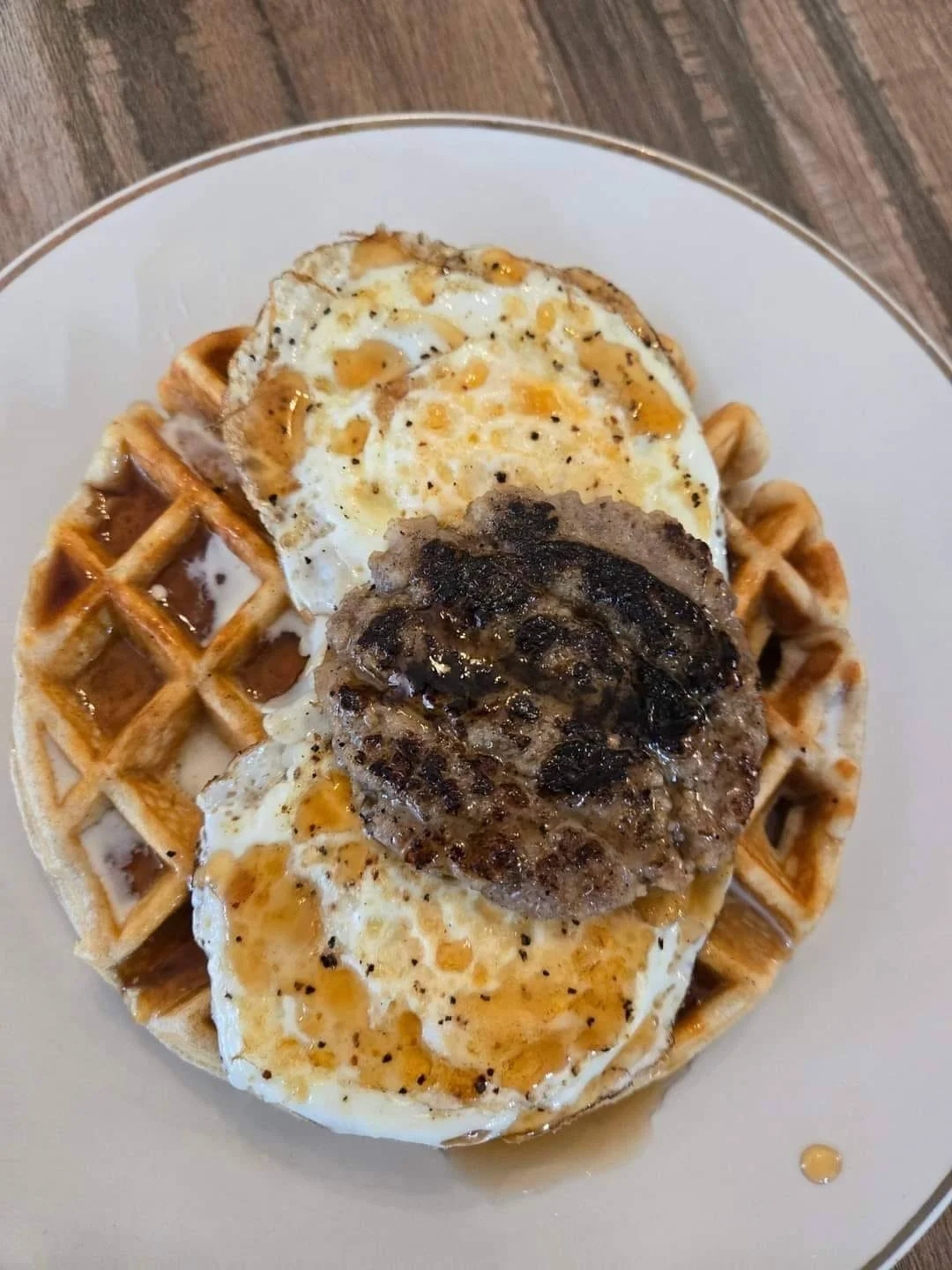 Waffle and egg